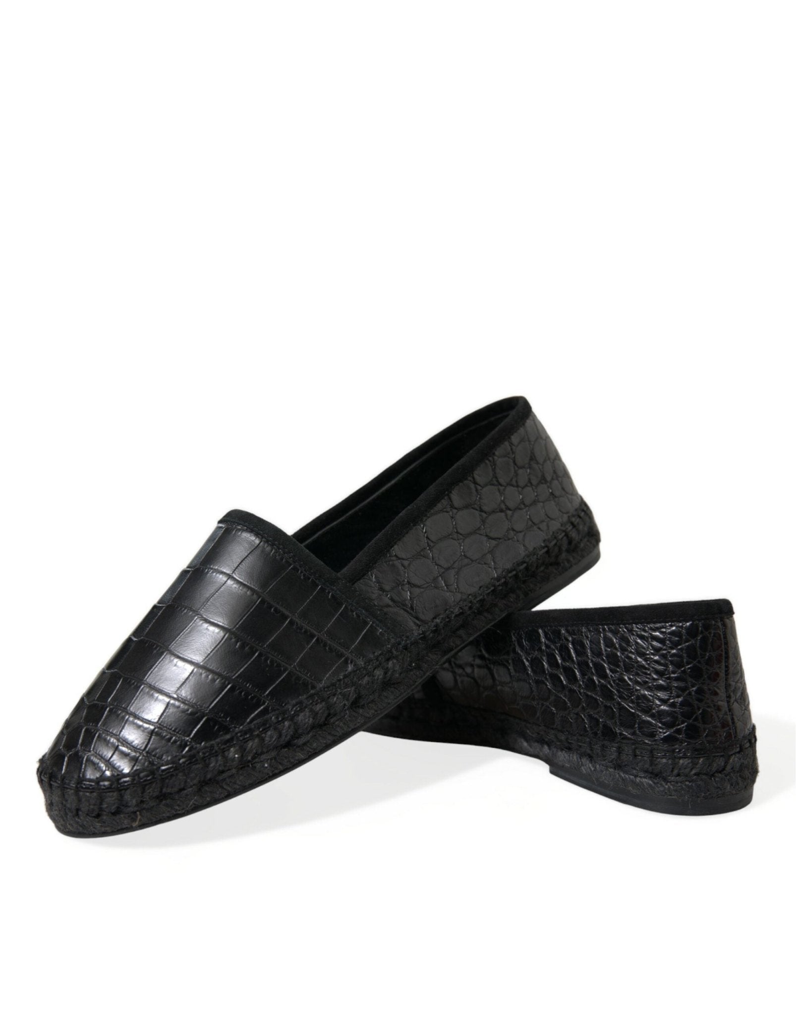 Dolce & Gabbana Black Exotic Leather Espadrilles Slip On Shoes - SMARTMARTNZ