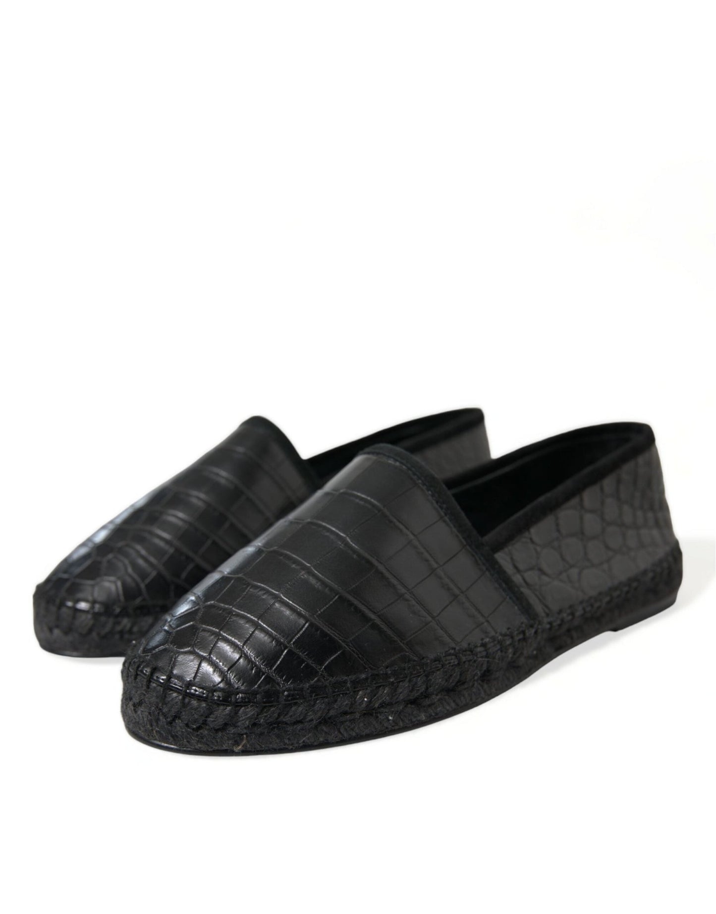 Dolce & Gabbana Black Exotic Leather Espadrilles Slip On Shoes - SMARTMARTNZ