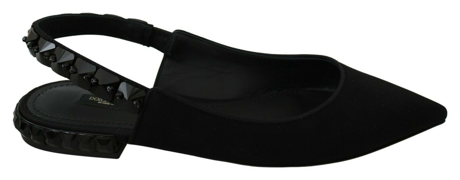 Dolce & Gabbana Black Flats Slingback Charmeuse Shoes - SMARTMARTNZ