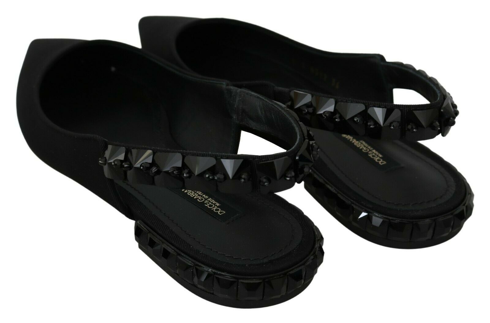 Dolce & Gabbana Black Flats Slingback Charmeuse Shoes - SMARTMARTNZ