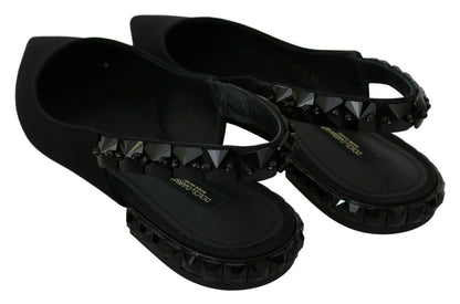 Dolce & Gabbana Black Flats Slingback Charmeuse Shoes - SMARTMARTNZ