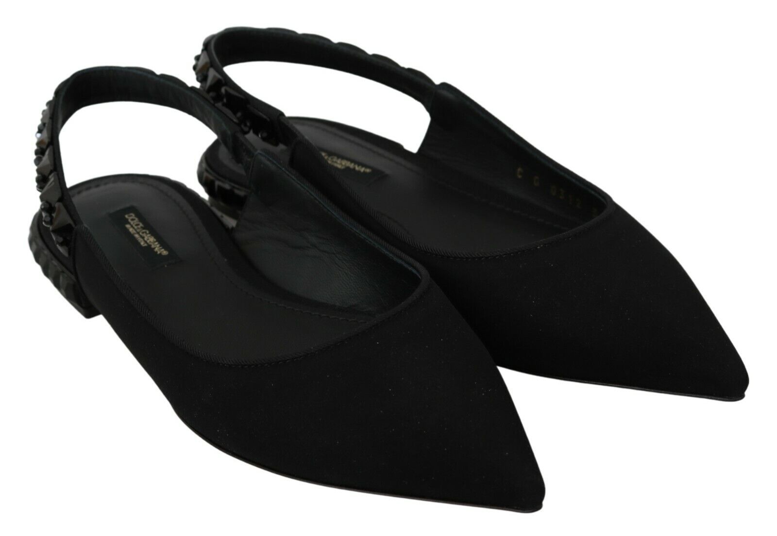 Dolce & Gabbana Black Flats Slingback Charmeuse Shoes - SMARTMARTNZ
