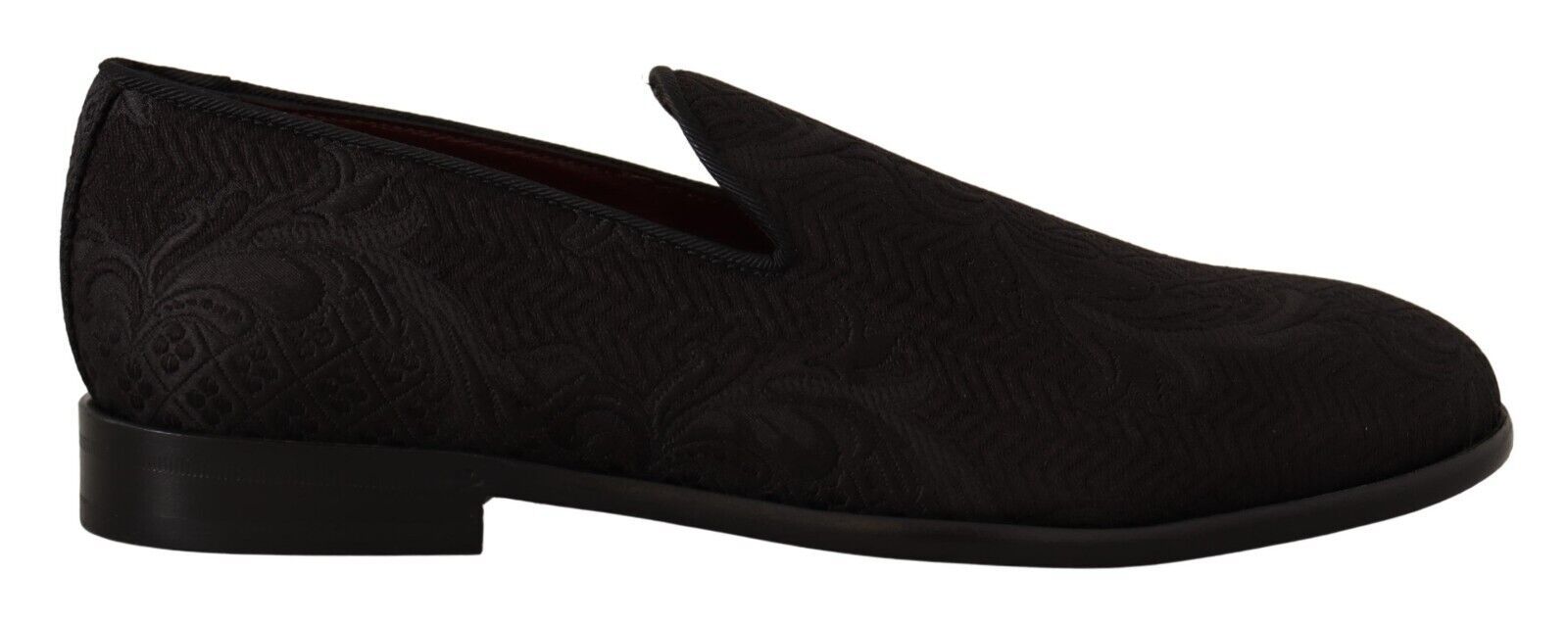 Dolce & Gabbana Black Floral Brocade Slippers Loafers Shoes - SMARTMARTNZ