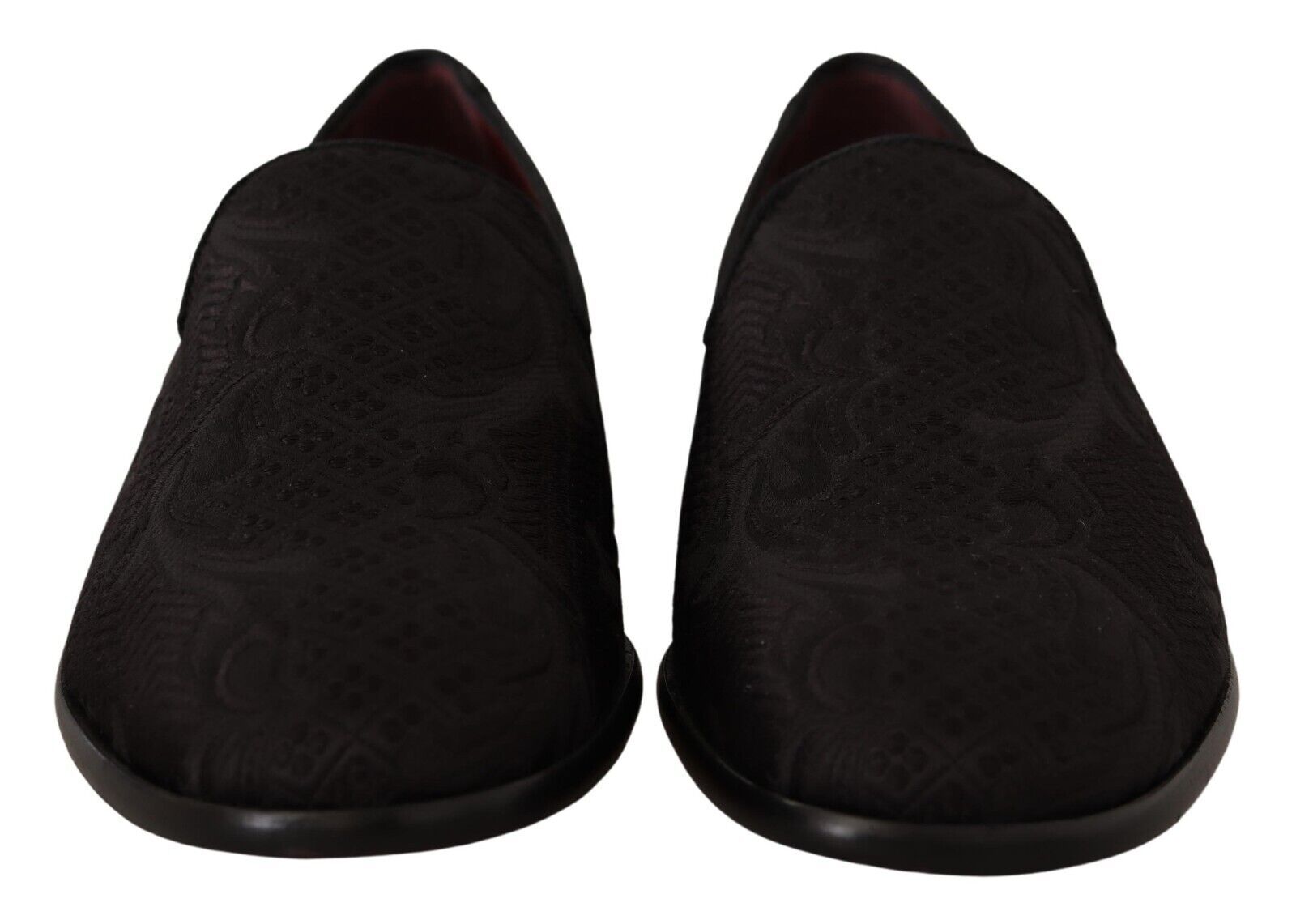 Dolce & Gabbana Black Floral Brocade Slippers Loafers Shoes - SMARTMARTNZ