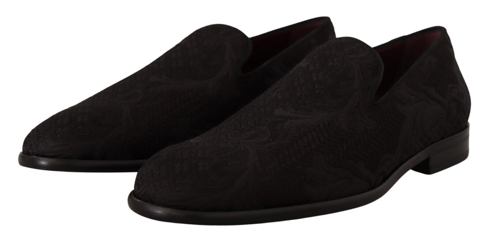 Dolce & Gabbana Black Floral Brocade Slippers Loafers Shoes - SMARTMARTNZ