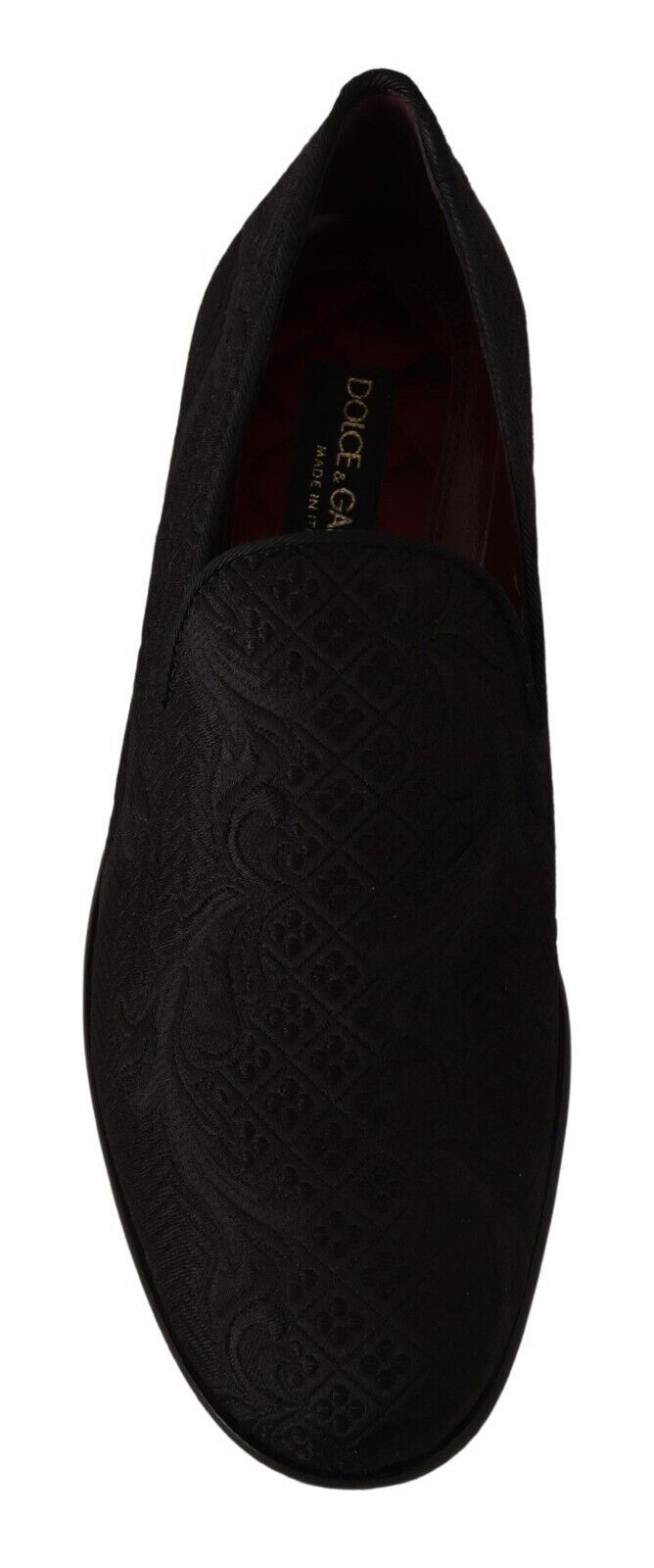 Dolce & Gabbana Black Floral Brocade Slippers Loafers Shoes - SMARTMARTNZ