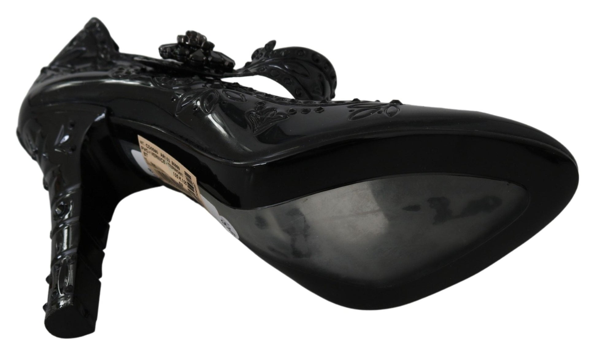 Dolce & Gabbana Black Floral Crystal CINDERELLA Heels Shoes - SMARTMARTNZ