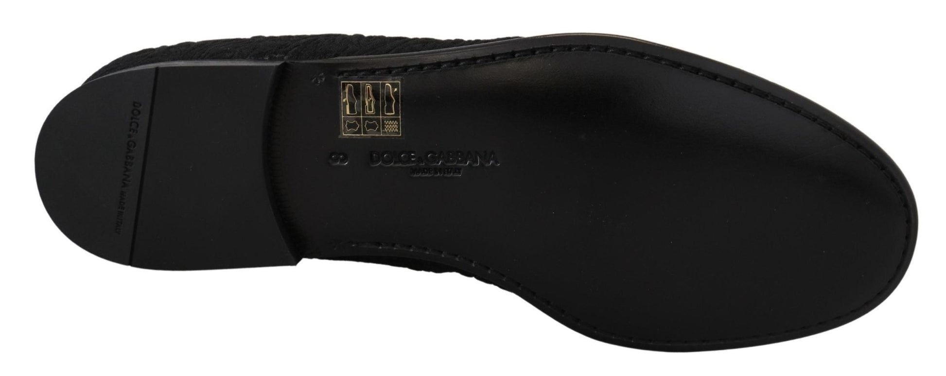 Dolce & Gabbana Black Floral Jacquard Slippers Loafers Shoes - SMARTMARTNZ