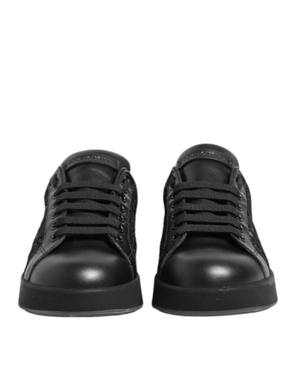 Dolce & Gabbana Black Floral Lace Low Top Sneakers Shoes - SMARTMARTNZ