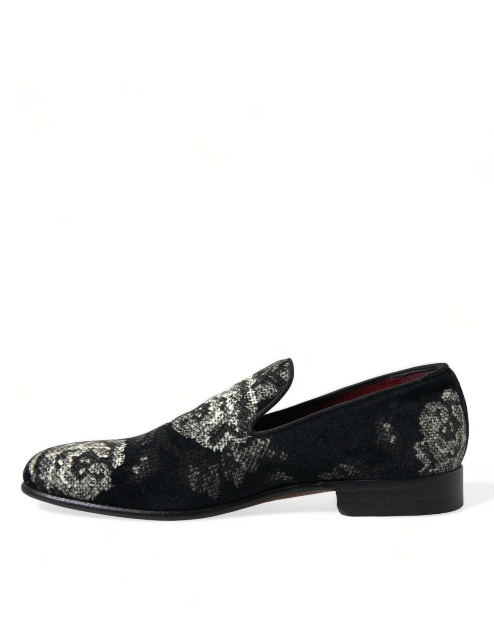 Dolce & Gabbana Black Floral Slippers Men Loafers Dress Shoes - SMARTMARTNZ