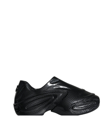 Dolce & Gabbana Black Foiled Rubber Toy Low Top Men Sneakers Shoes - SMARTMARTNZ