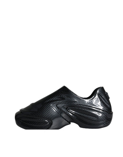 Dolce & Gabbana Black Foiled Rubber Toy Low Top Men Sneakers Shoes - SMARTMARTNZ