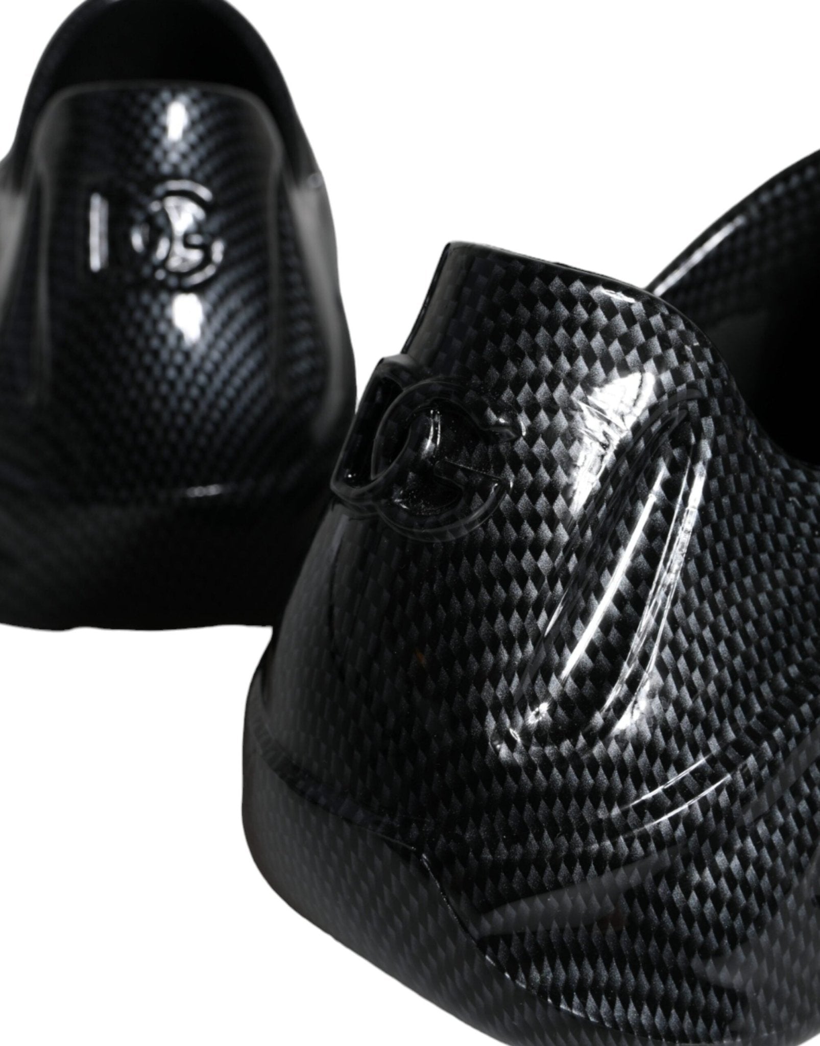 Dolce & Gabbana Black Foiled Rubber Toy Low Top Men Sneakers Shoes - SMARTMARTNZ