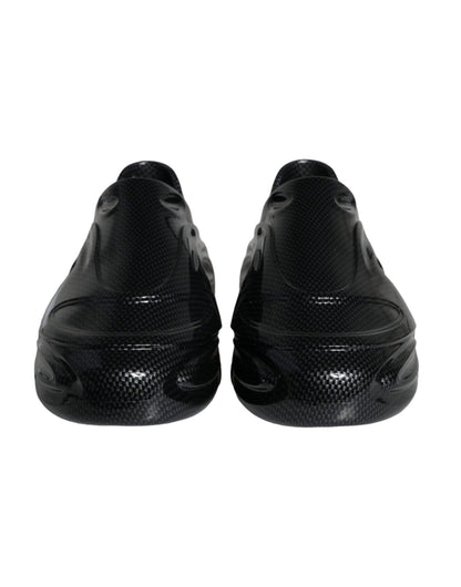 Dolce & Gabbana Black Foiled Rubber Toy Low Top Men Sneakers Shoes - SMARTMARTNZ