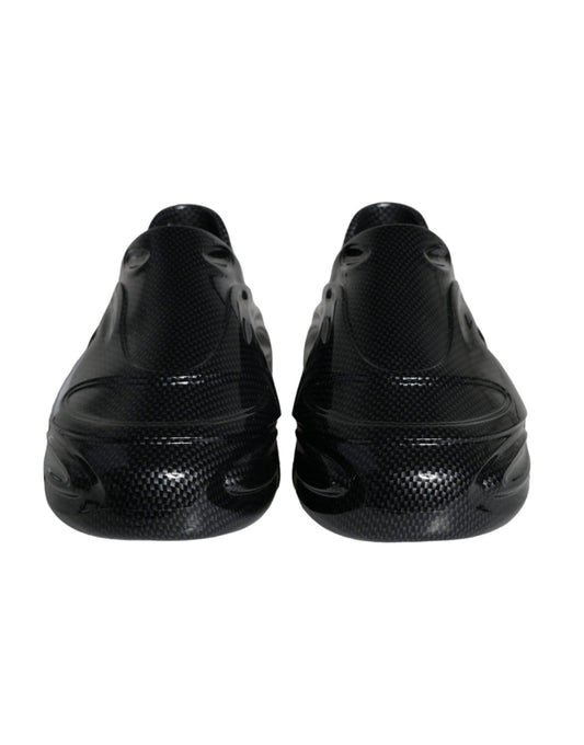 Dolce & Gabbana Black Foiled Rubber Toy Low Top Men Sneakers Shoes - SMARTMARTNZ