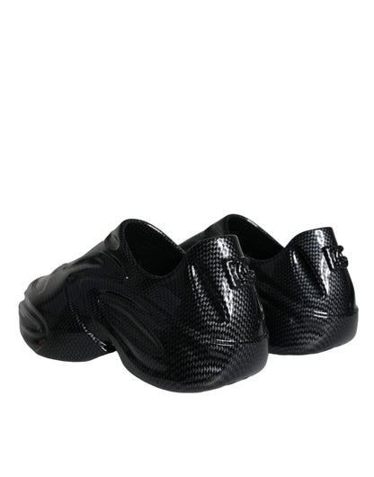 Dolce & Gabbana Black Foiled Rubber Toy Low Top Men Sneakers Shoes - SMARTMARTNZ