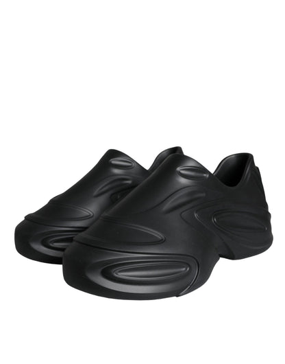 Dolce & Gabbana Black Foiled Rubber Toy Low Top Sneakers Shoes - SMARTMARTNZ