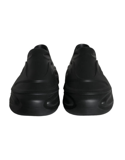 Dolce & Gabbana Black Foiled Rubber Toy Low Top Sneakers Shoes - SMARTMARTNZ