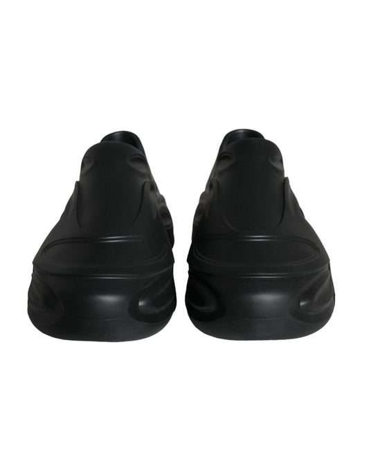 Dolce & Gabbana Black Foiled Rubber Toy Low Top Sneakers Shoes - SMARTMARTNZ