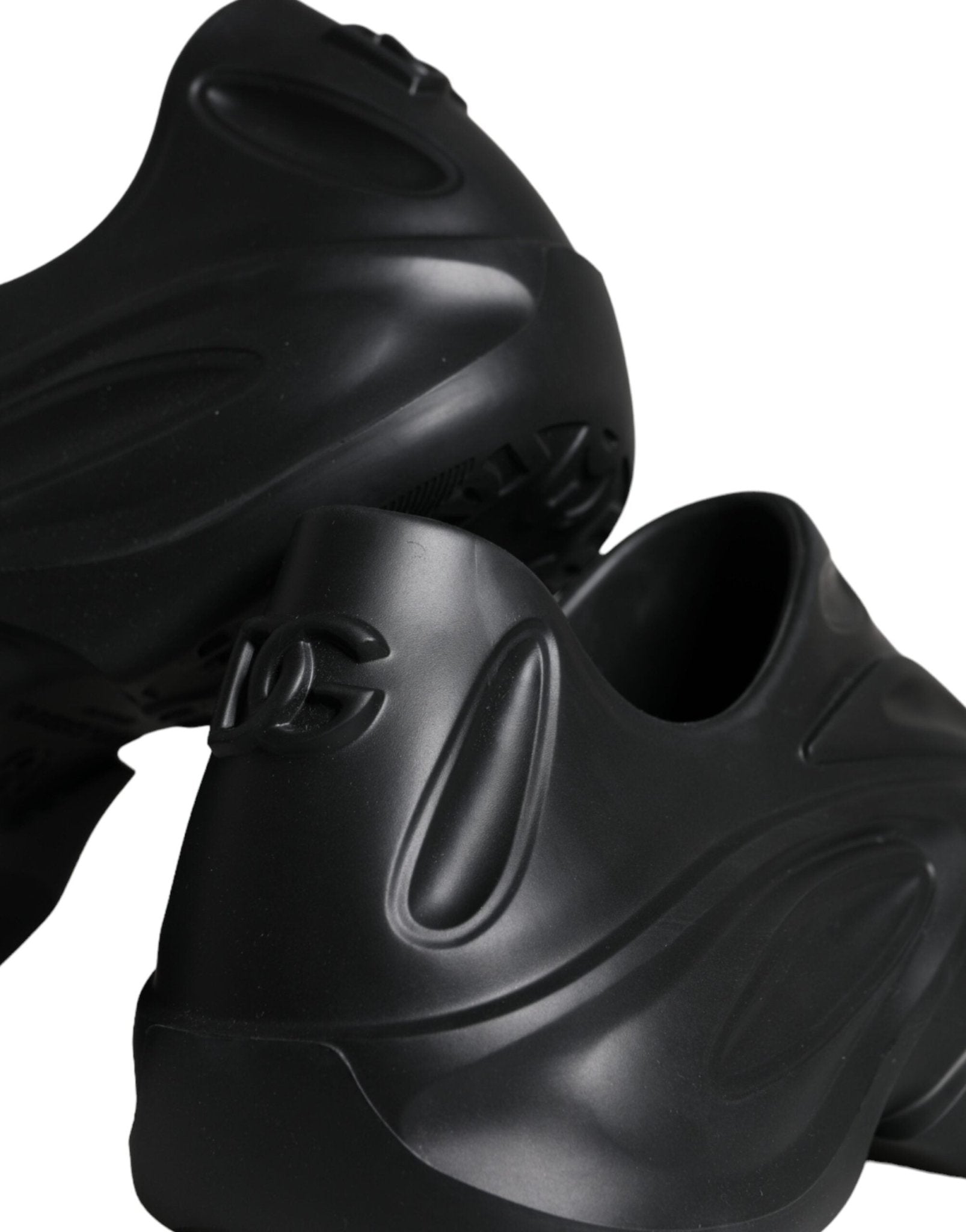 Dolce & Gabbana Black Foiled Rubber Toy Low Top Sneakers Shoes - SMARTMARTNZ