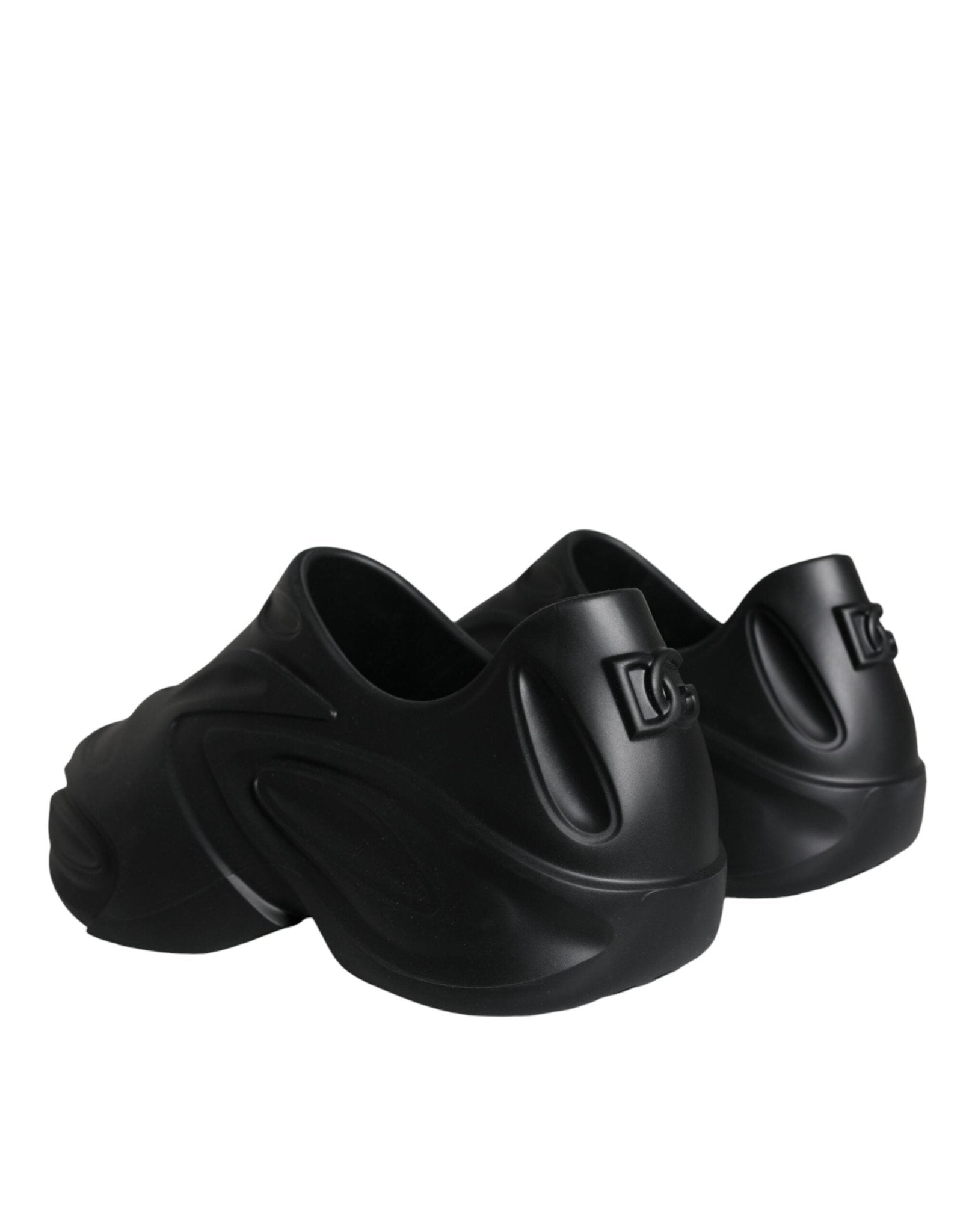 Dolce & Gabbana Black Foiled Rubber Toy Low Top Sneakers Shoes - SMARTMARTNZ