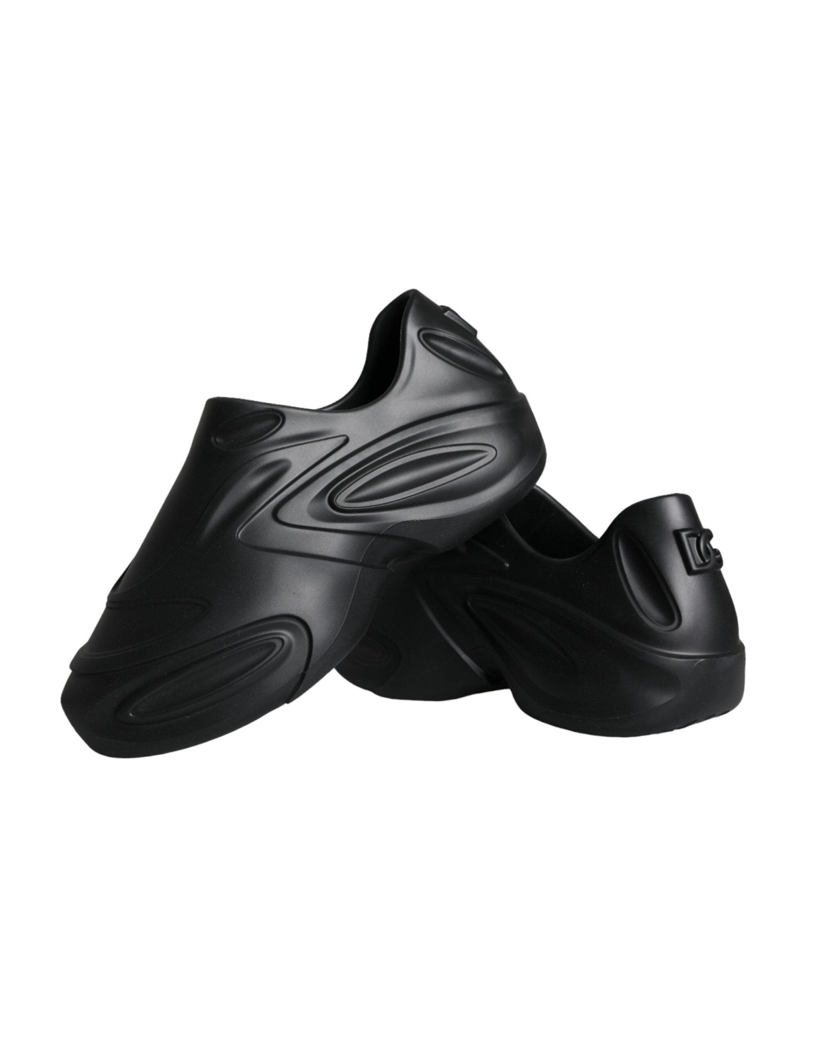 Dolce & Gabbana Black Foiled Rubber Toy Low Top Sneakers Shoes - SMARTMARTNZ