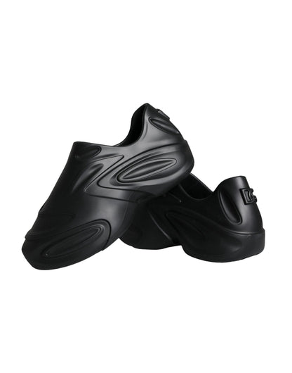 Dolce & Gabbana Black Foiled Rubber Toy Low Top Sneakers Shoes - SMARTMARTNZ