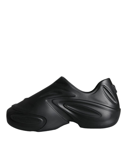 Dolce & Gabbana Black Foiled Rubber Toy Low Top Sneakers Shoes - SMARTMARTNZ