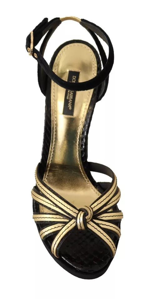 Dolce & Gabbana Black Gold Bianca Faux Pearl Sandals - SMARTMARTNZ