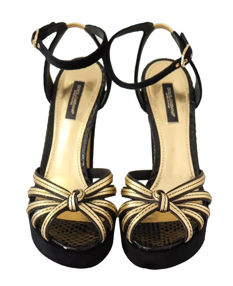 Dolce & Gabbana Black Gold Bianca Faux Pearl Sandals - SMARTMARTNZ
