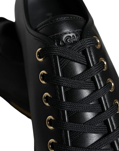 Dolce & Gabbana Black Gold Leather Classic Sneakers Shoes - SMARTMARTNZ