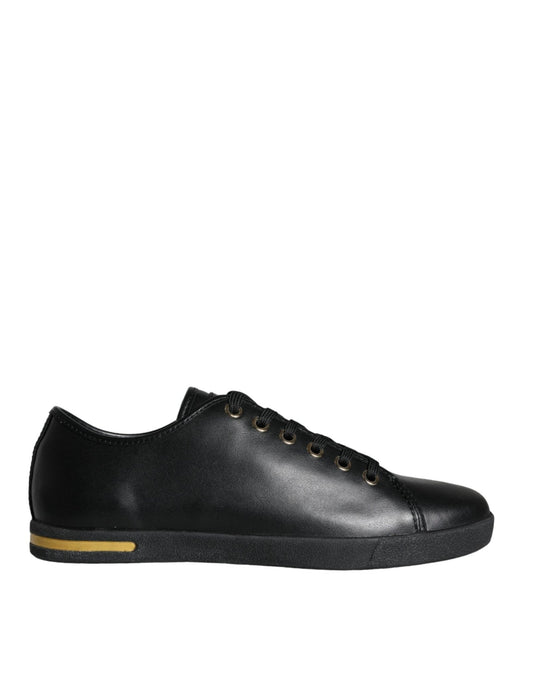 Dolce & Gabbana Black Gold Leather Classic Sneakers Shoes - SMARTMARTNZ