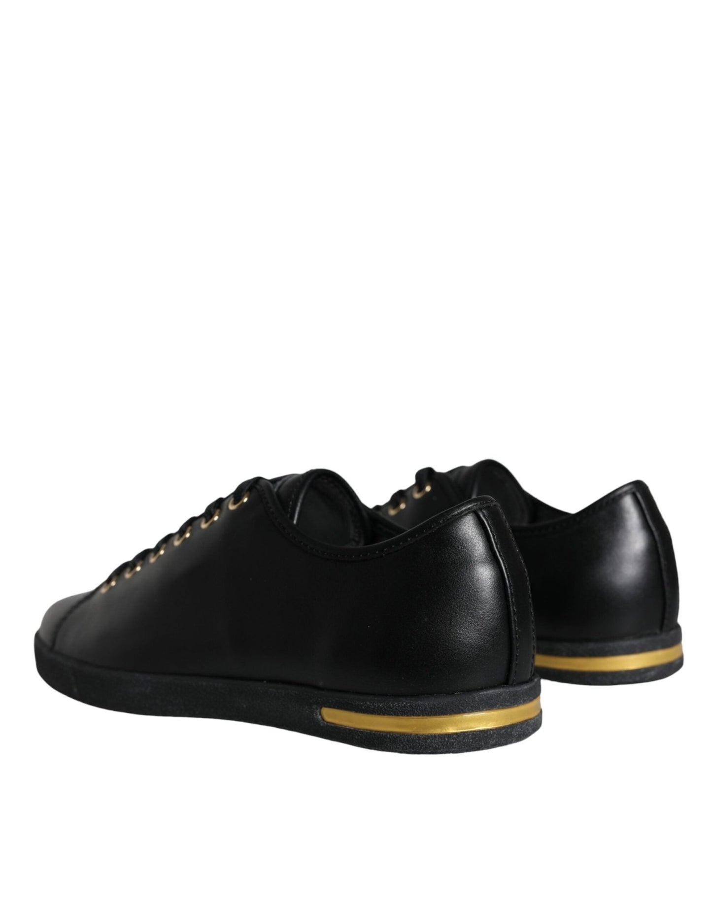 Dolce & Gabbana Black Gold Leather Classic Sneakers Shoes - SMARTMARTNZ