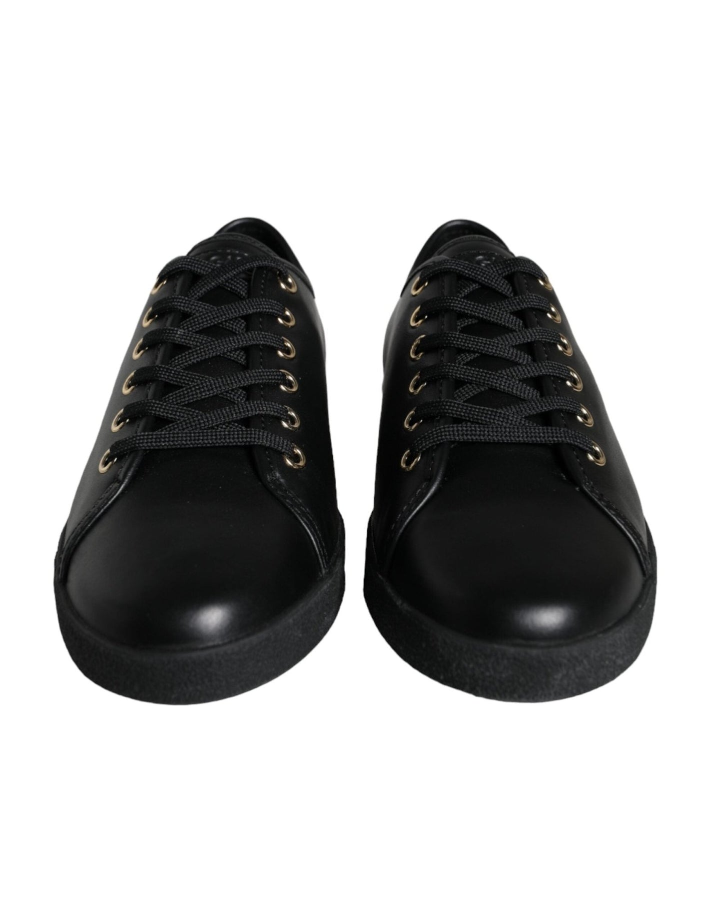 Dolce & Gabbana Black Gold Leather Classic Sneakers Shoes - SMARTMARTNZ