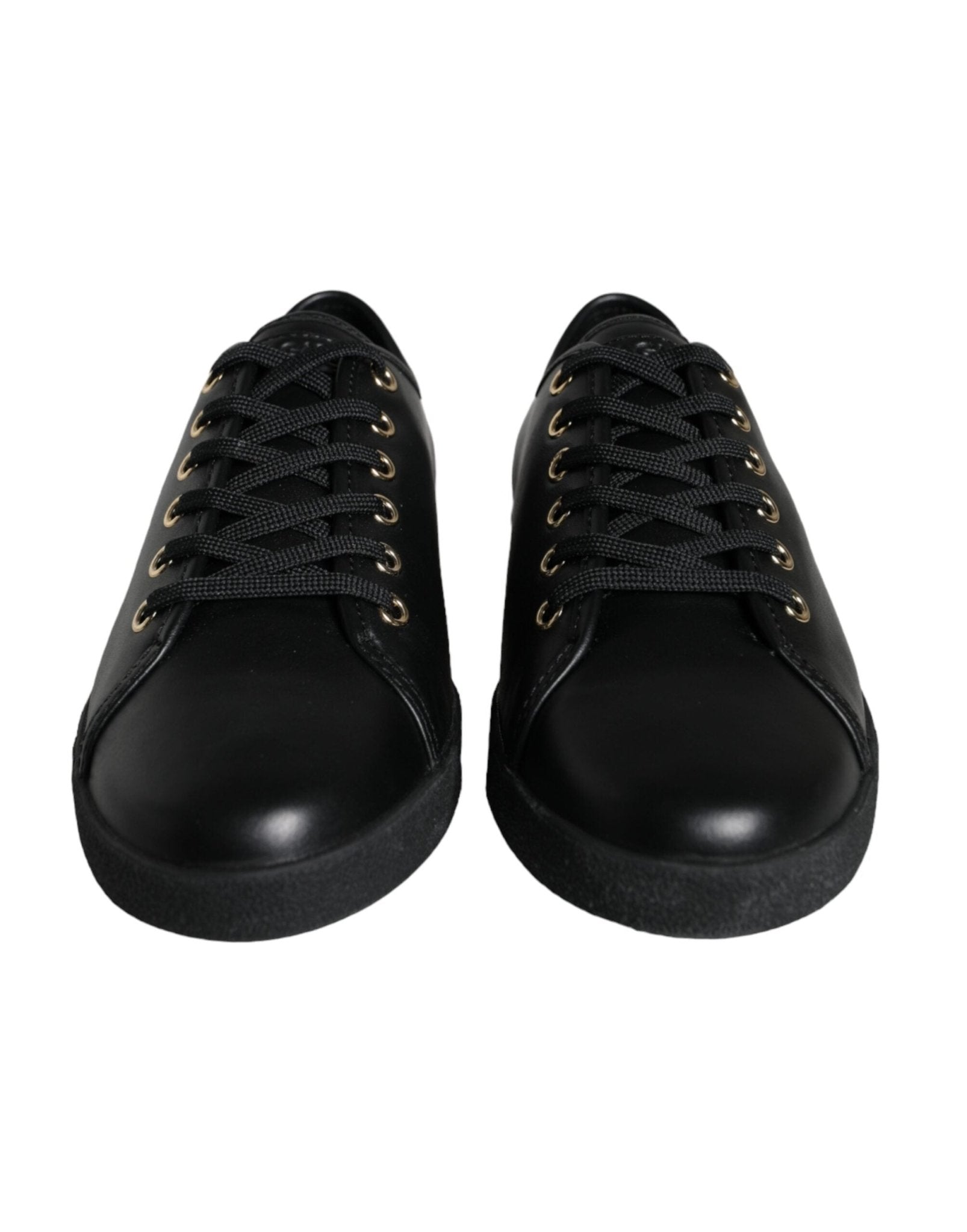 Dolce & Gabbana Black Gold Leather Classic Sneakers Shoes - SMARTMARTNZ