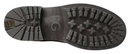 Dolce & Gabbana Black Gray Leather Ankle Boots - SMARTMARTNZ