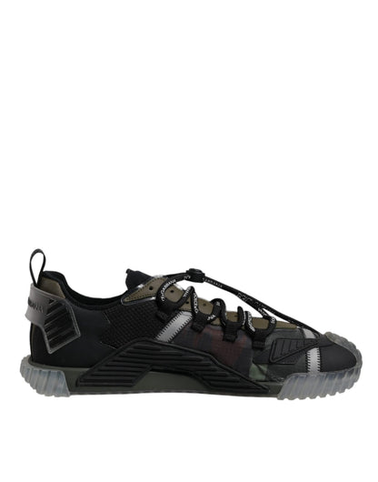Dolce & Gabbana Black Green Camo NS1 Low Top Sneakers Shoes - SMARTMARTNZ