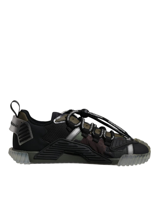 Dolce & Gabbana Black Green Camo NS1 Low Top Sneakers Shoes - SMARTMARTNZ
