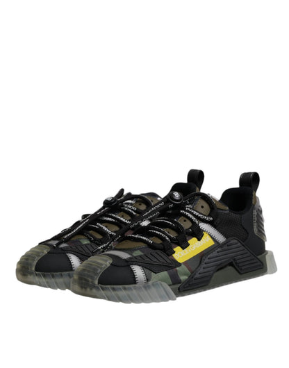Dolce & Gabbana Black Green Camo NS1 Low Top Sneakers Shoes - SMARTMARTNZ