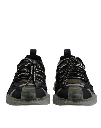 Dolce & Gabbana Black Green Camo NS1 Low Top Sneakers Shoes - SMARTMARTNZ