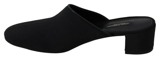 Dolce & Gabbana Black Grosgrain Slides Sandals Women Shoes - SMARTMARTNZ