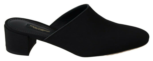 Dolce & Gabbana Black Grosgrain Slides Sandals Women Shoes - SMARTMARTNZ