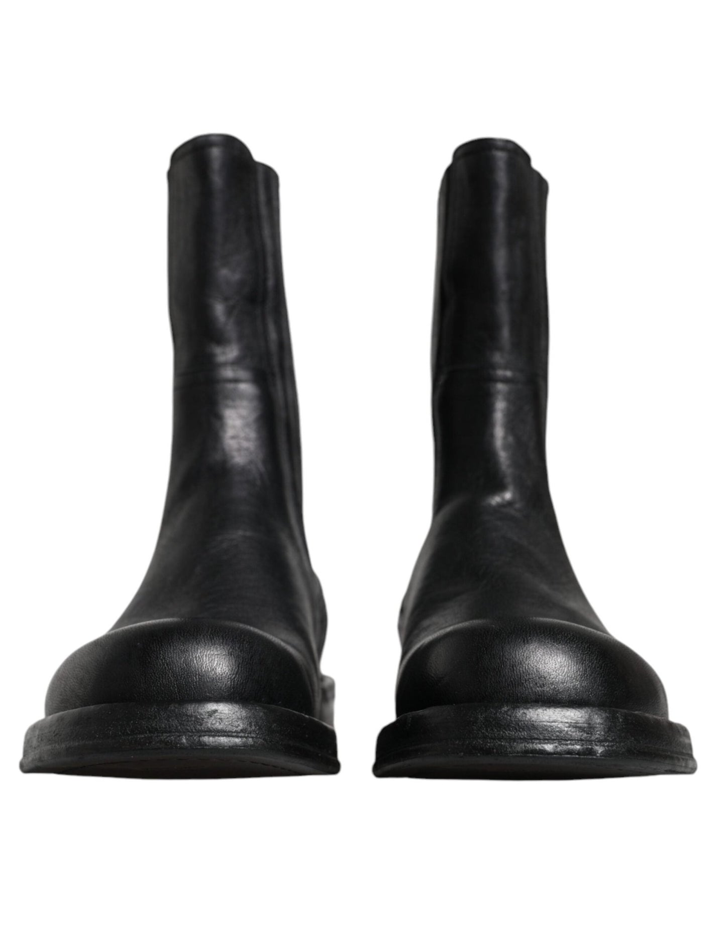 Dolce & Gabbana Black Horse Leather Mid Calf Boots Shoes - SMARTMARTNZ
