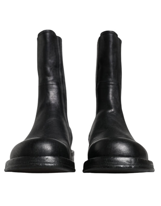 Dolce & Gabbana Black Horse Leather Mid Calf Boots Shoes - SMARTMARTNZ