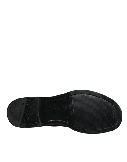 Dolce & Gabbana Black Horse Leather Mid Calf Boots Shoes - SMARTMARTNZ