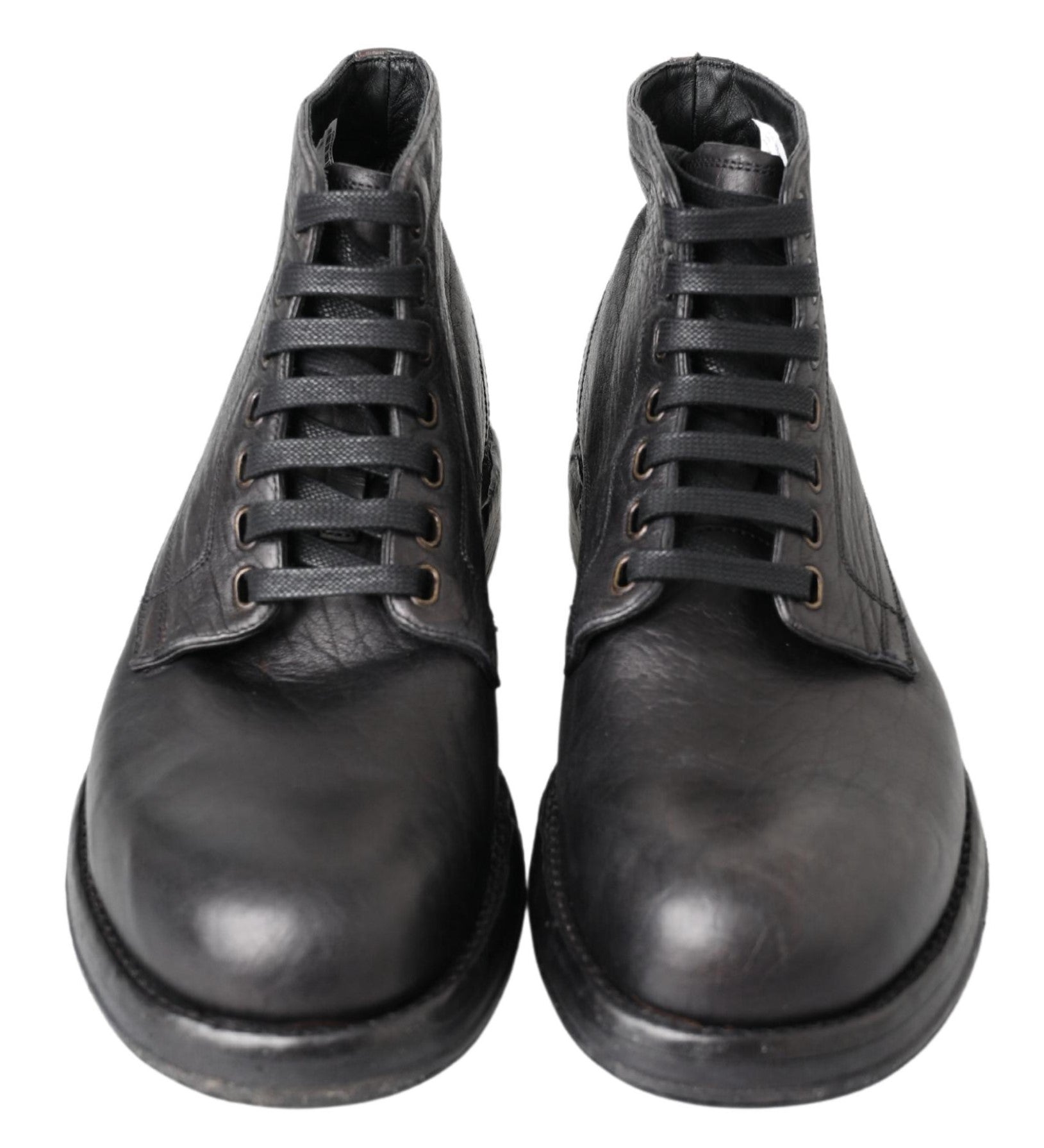 Dolce & Gabbana Black Horse Leather Perugino Boots - SMARTMARTNZ