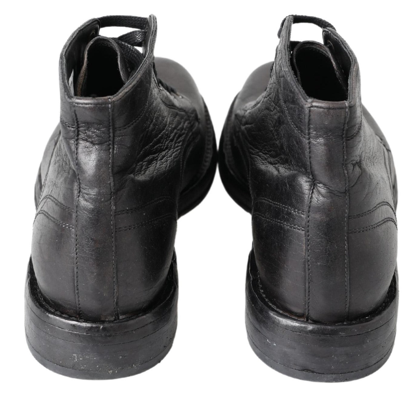 Dolce & Gabbana Black Horse Leather Perugino Boots - SMARTMARTNZ