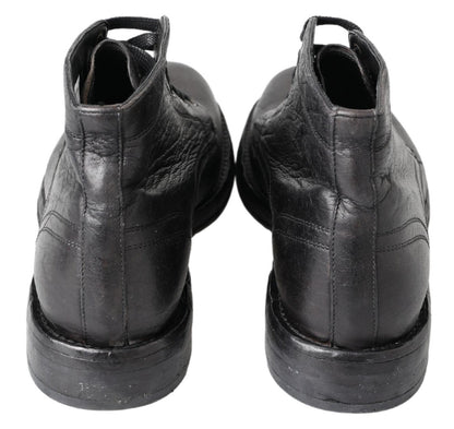Dolce & Gabbana Black Horse Leather Perugino Boots - SMARTMARTNZ