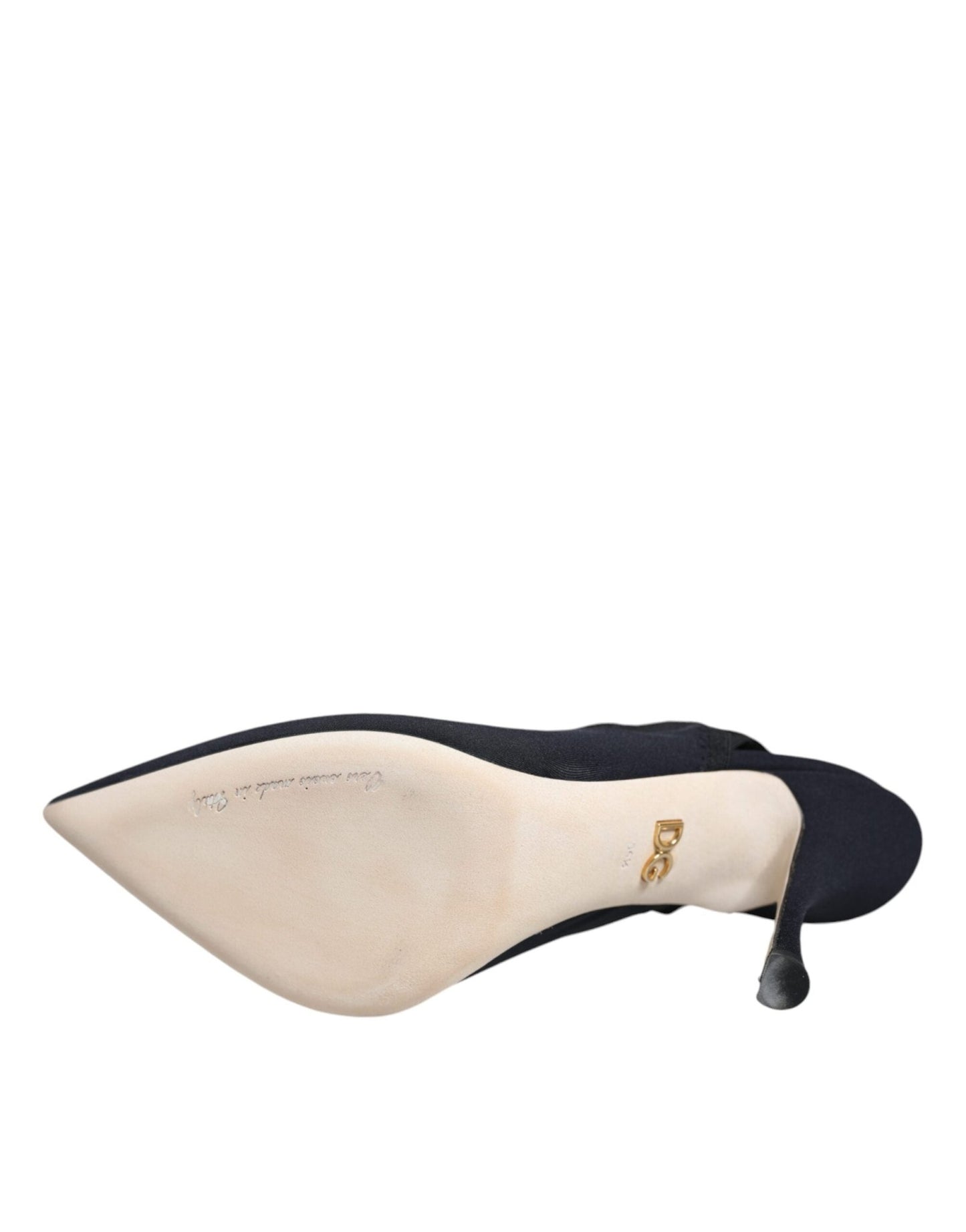 Dolce & Gabbana Black Jersey Stretch Heels Slingback Shoes - SMARTMARTNZ