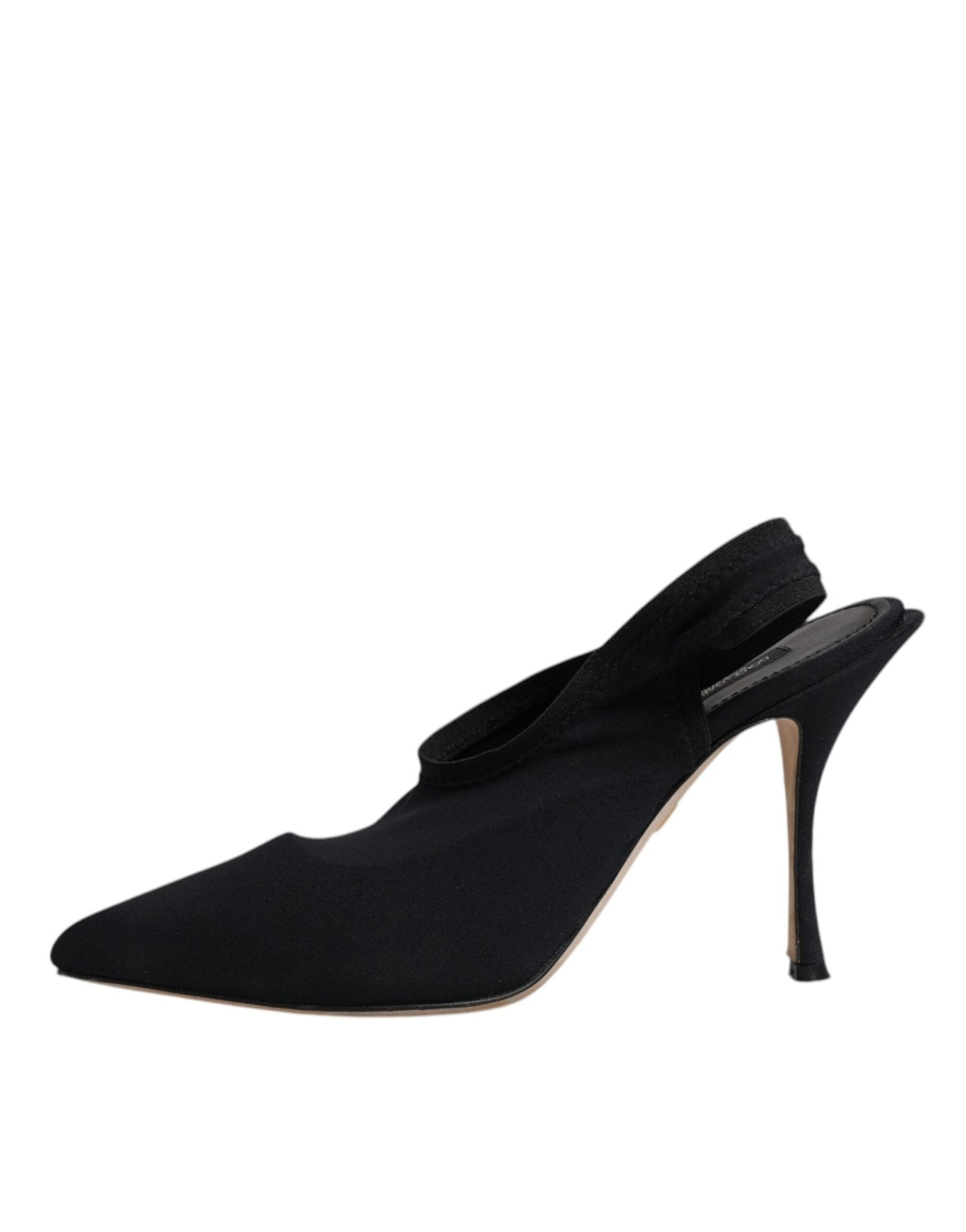 Dolce & Gabbana Black Jersey Stretch Heels Slingback Shoes - SMARTMARTNZ